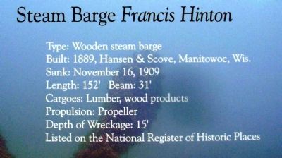 Steam Barge Francis Hinton Marker image. Click for full size.