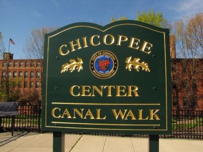 Chicopee Center Canal Walk sign image. Click for full size.