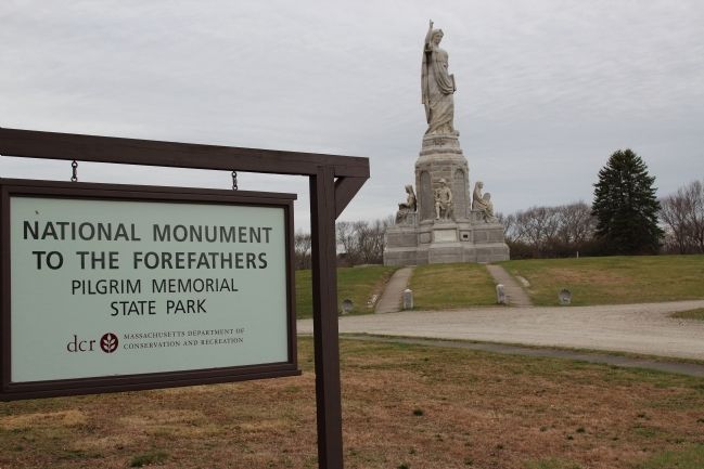 The National Monument to the Forefathers Marker image. Click for full size.