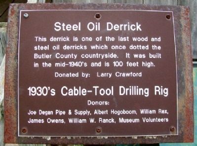 Steel Oil Derrick / 1930's Cable-Tool Drilling Rig Marker image. Click for full size.