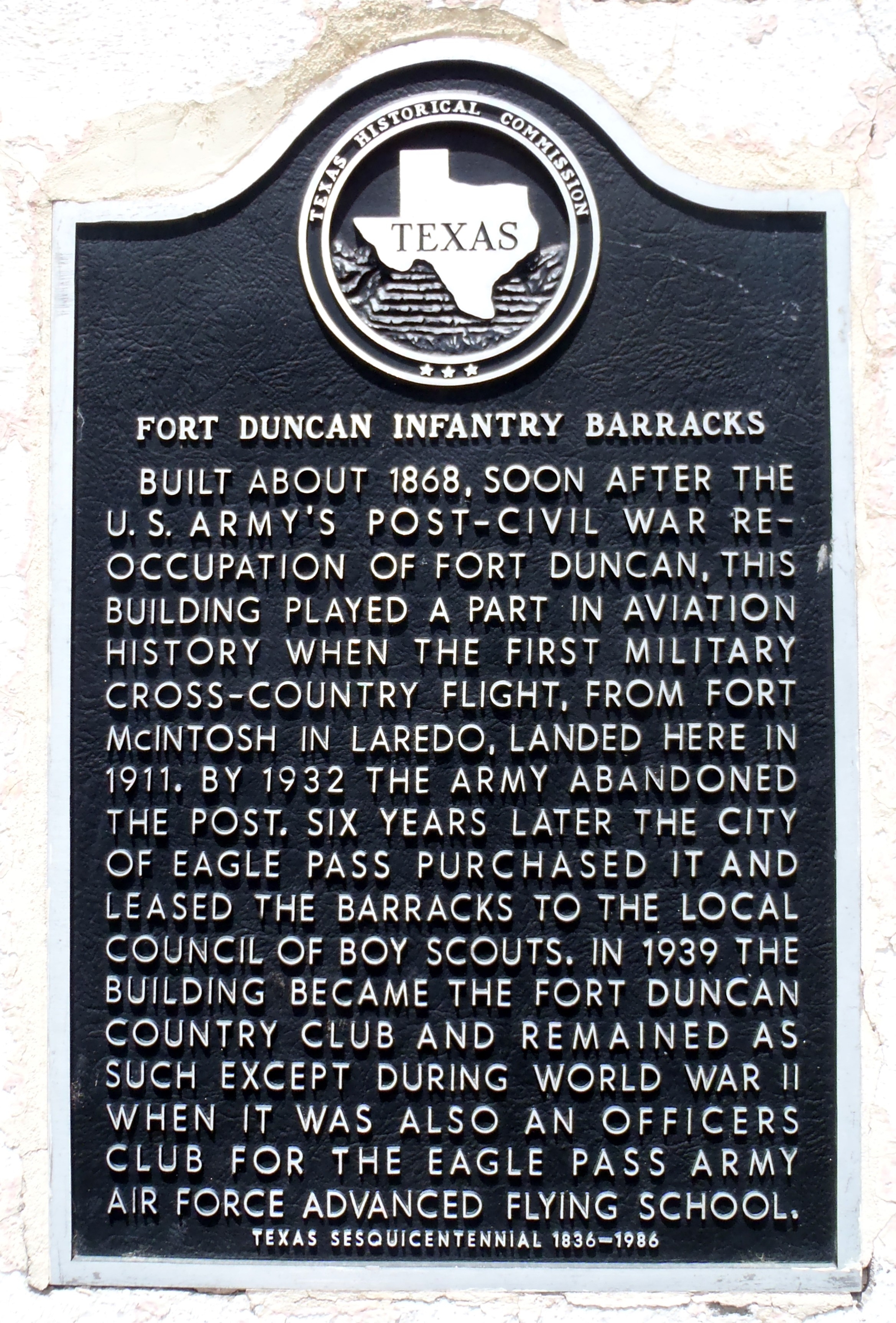 Fort Duncan Infantry Barracks Marker