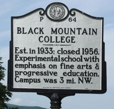 Black Mountain College Marker. Click for full size. Black Mountain College Marker image. Click for full size.