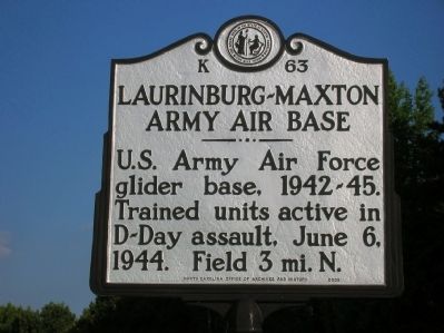 Laurinburg-Maxton Air Base Marker image. Click for full size.