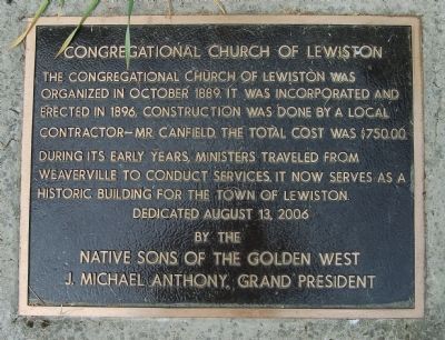 Congregational Church of Lewiston Marker image. Click for full size.