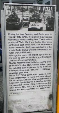 Checkpoint Charlie Site Marker Panel 1. Click for full size. Checkpoint Charlie Site Marker Panel 1 image. Click for full size.