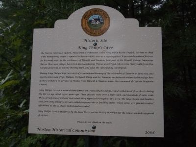 King Philip's Cave Marker image. Click for full size.