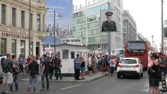 Checkpoint Charlie Site - view north toward Zimmerstrae image. Click for full size.