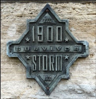 Grace Episcopal Church -- Plaque Showing Structure Survived 1900 Galveston Storm. Click for full size. Grace Episcopal Church -- Plaque Showing Structure Survived 1900 Galveston Storm image. Click for full size.