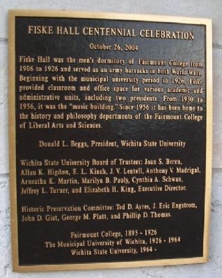 Fiske Hall Centennial Celebration Marker image. Click for full size.