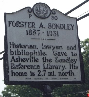 Forster A. Sondley Marker image. Click for full size.