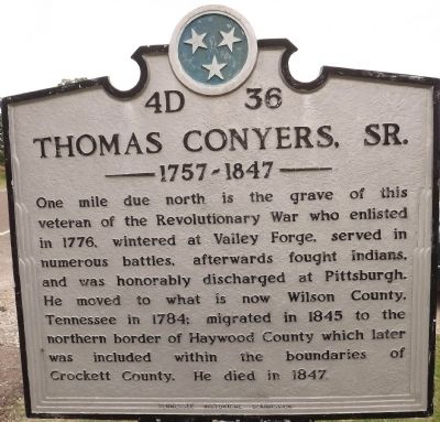 Thomas Conyers, Sr. Marker image. Click for full size.