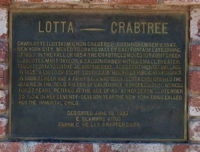 Lotta Crabtree Marker image. Click for full size.