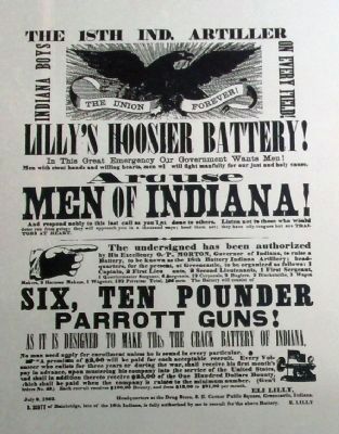 Copy from Plaque - - "Lilly's Hoosier Battery" - Recruiting Poster image. Click for full size.