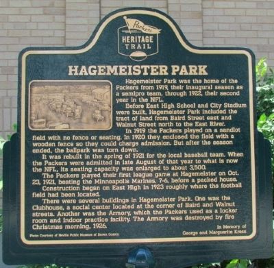 Hagemeister Park Marker image. Click for full size.