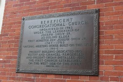 Beneficent Congregational Church Marker. Click for full size. Beneficent Congregational Church Marker image. Click for full size.