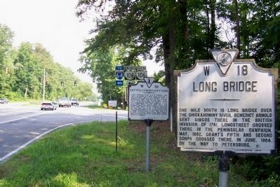 Letitia Christian Tyler Marker behind the Long Bridge Marker. image. Click for full size.