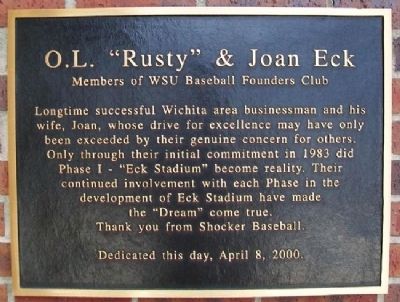 O.L. "Rusty" & Joan Eck Marker image. Click for full size.