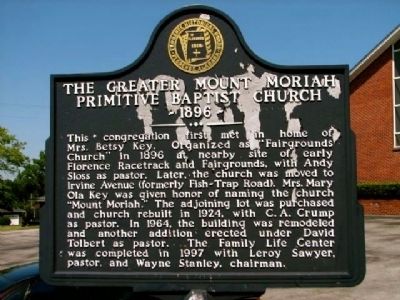 The Greater Mount Moriah Primitive Baptist Church image. Click for full size.