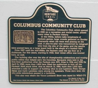 Columbus Community Club Marker image. Click for full size.