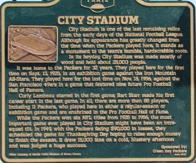 City Stadium Marker. Click for full size. City Stadium Marker image. Click for full size.