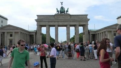Inside Pariser Platz - view westward toward Brandenburg Gate. Click for full size. Inside Pariser Platz - view westward toward Brandenburg Gate image. Click for full size.