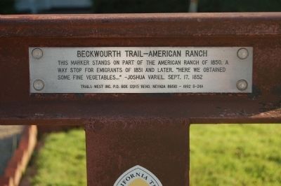 Beckwourth Trail – American Ranch Marker image. Click for full size.