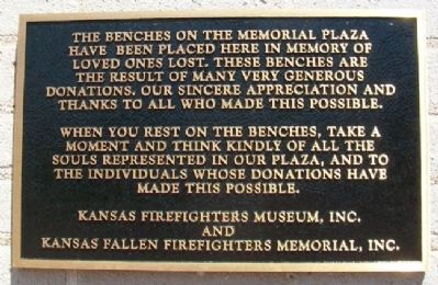 Kansas Firefighters' Memorial Marker at Engine House #6. Click for full size. Kansas Firefighters' Memorial Marker at Engine House #6 image. Click for full size.