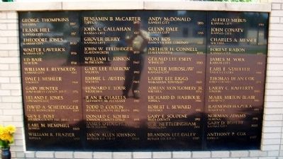 Kansas Fallen Firefighters Memorial Honor Roll. Click for full size. Kansas Fallen Firefighters Memorial Honor Roll image. Click for full size.