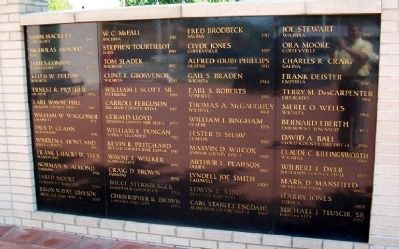 Kansas Fallen Firefighters Memorial Honor Roll. Click for full size. Kansas Fallen Firefighters Memorial Honor Roll image. Click for full size.