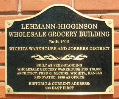Lehmann-Higginson Wholesale Grocery Building Marker. Click for full size. Lehmann-Higginson Wholesale Grocery Building Marker image. Click for full size.