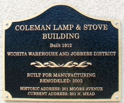 Coleman Lamp & Stove Building Marker image. Click for full size.
