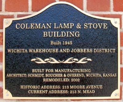 Coleman Lamp & Stove Building Marker. Click for full size. Coleman Lamp & Stove Building Marker image. Click for full size.
