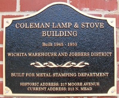 Coleman Lamp & Stove Building Marker. Click for full size. Coleman Lamp & Stove Building Marker image. Click for full size.