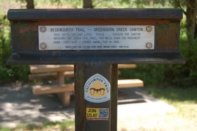 Beckwourth Trail – Greenhorn Creek Canyon Marker. Click for full size. Beckwourth Trail – Greenhorn Creek Canyon Marker image. Click for full size.