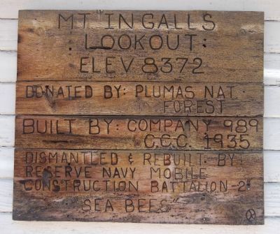 Mt. Ingalls Lookout Marker. Click for full size. Mt. Ingalls Lookout Marker image. Click for full size.