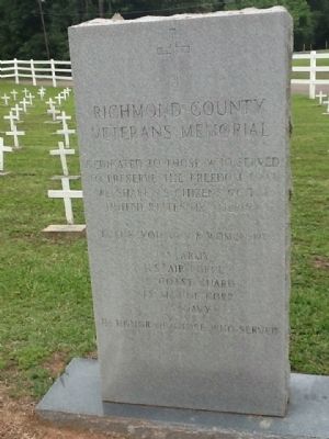 Richmond County Veterans Memorial Marker image. Click for full size.
