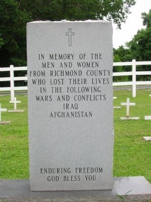 Richmond County Iraq & Afghanistan War Memorial Marker. Click for full size. Richmond County Iraq & Afghanistan War Memorial Marker image. Click for full size.