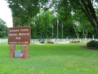 Richmond County Veteran's Memorial Park Entrance. Click for full size. Richmond County Veteran's Memorial Park Entrance image. Click for full size.