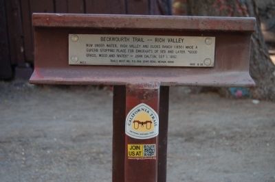 Beckwourth Trail – Rich Valley Marker image. Click for full size.