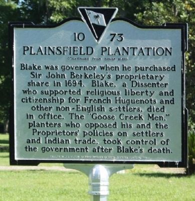 Plainsfield Plantation Marker, reverse side image. Click for full size.