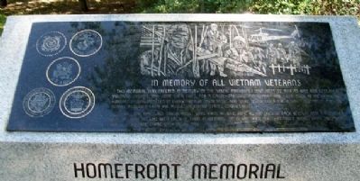 Vietnam War and Homefront Memorial Marker. Click for full size. Vietnam War and Homefront Memorial Marker image. Click for full size.