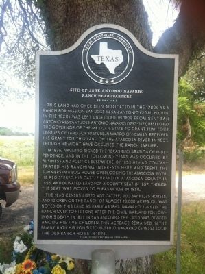 Site of Jose Antonio Navarro Ranch Headquarters Marker image. Click for full size.