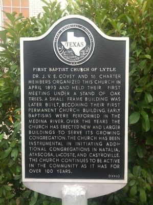 First Baptist Church of Lytle Marker image. Click for full size.