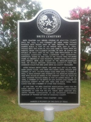 Brite Cemetery Marker image. Click for full size.