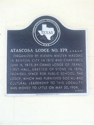 Atascosa Lodge No. 379, A.F. and A.M. Marker image. Click for full size.