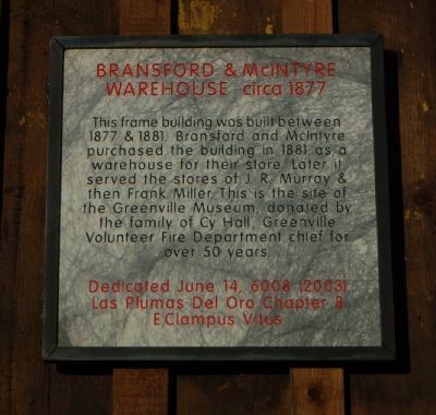 Bransford & McIntyre Warehouse Marker. Click for full size. Bransford & McIntyre Warehouse Marker image. Click for full size.