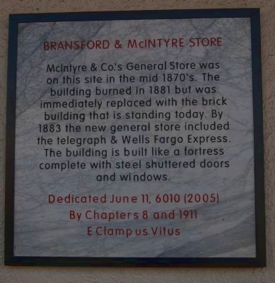 Bransford & McIntyre Store Marker image. Click for full size.