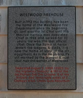 Westwood Firehouse Marker image. Click for full size.
