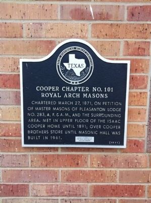 Cooper Chapter No. 101, Royal Arch Masons Marker image. Click for full size.