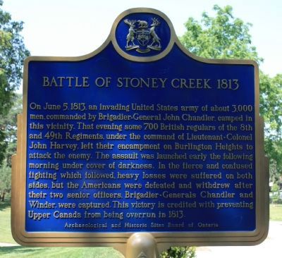 Battle of Stoney Creek 1813 Marker image. Click for full size.